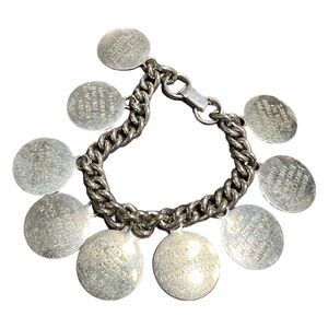 Vintage Ten 10 Commandments Metal Charm Bracelet Women's Silver Tone Bible